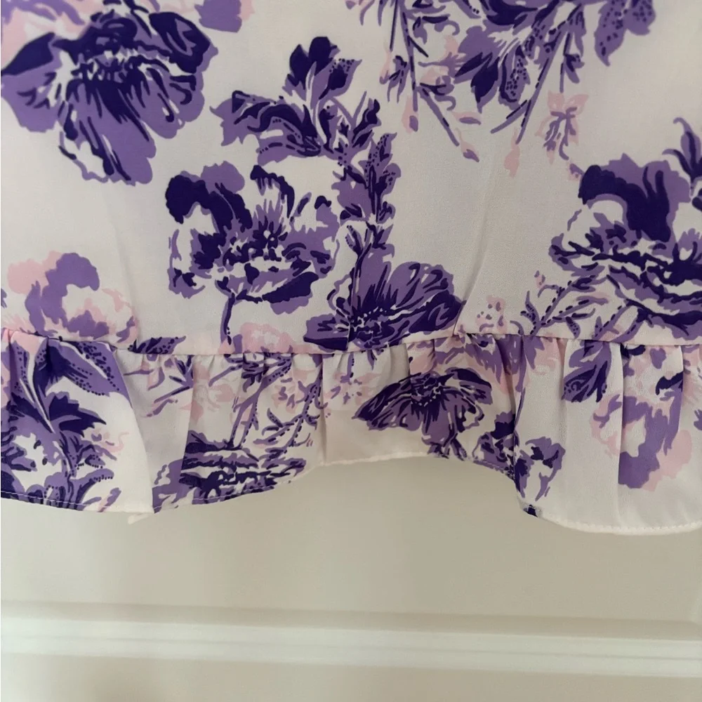 Aqua Purple and White Floral Dress - Picture 7 of 13